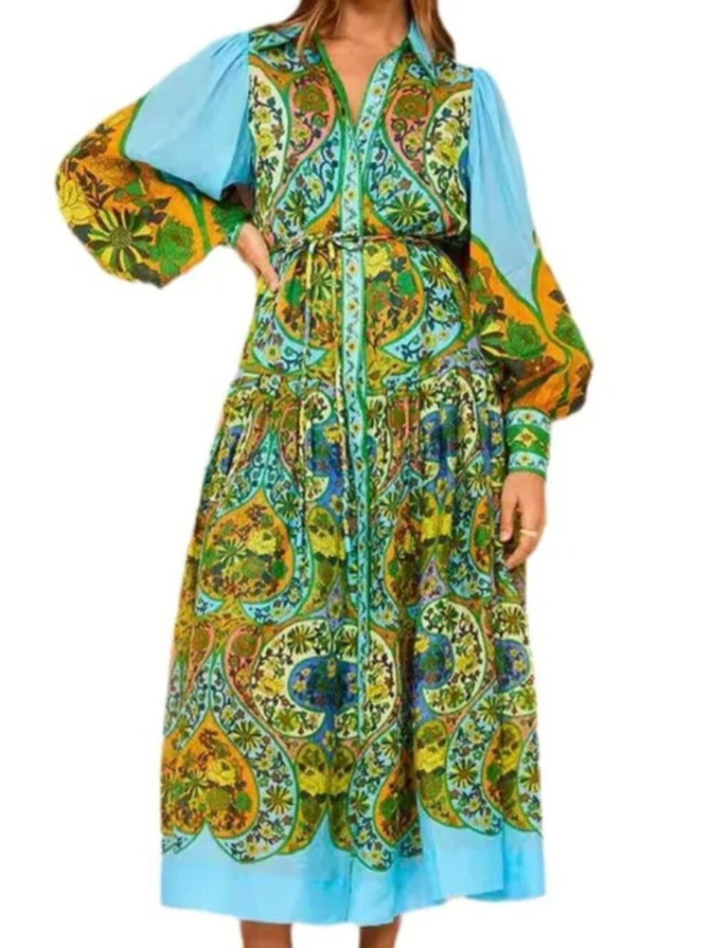Gorgeous Turquoise Floral Maxi Dress